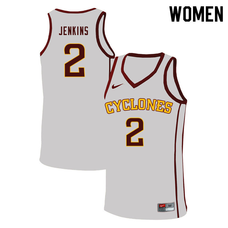 Women #2 Nate Jenkins Iowa State Cyclones College Basketball Jerseys Sale-White - Click Image to Close